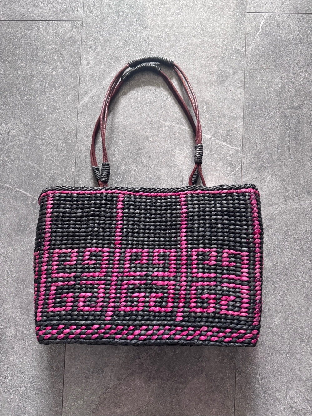 Givenchy Black and Fuchsia Woven Tote
